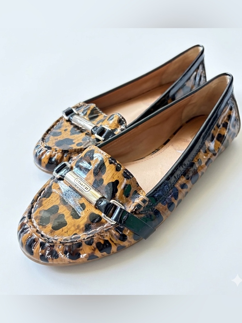 Coach Leopard Animal Print Berdina Flat Loafers with Black Trim size 10